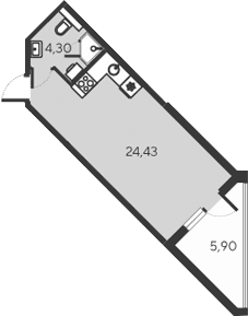 Студия, 28.73 м²