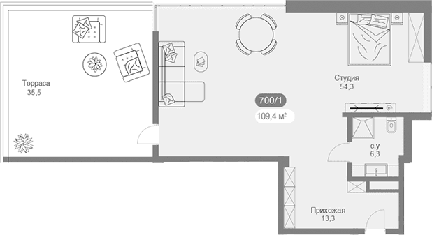 Студия, 87.97 м²