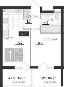 1-комн., 32.2 м²