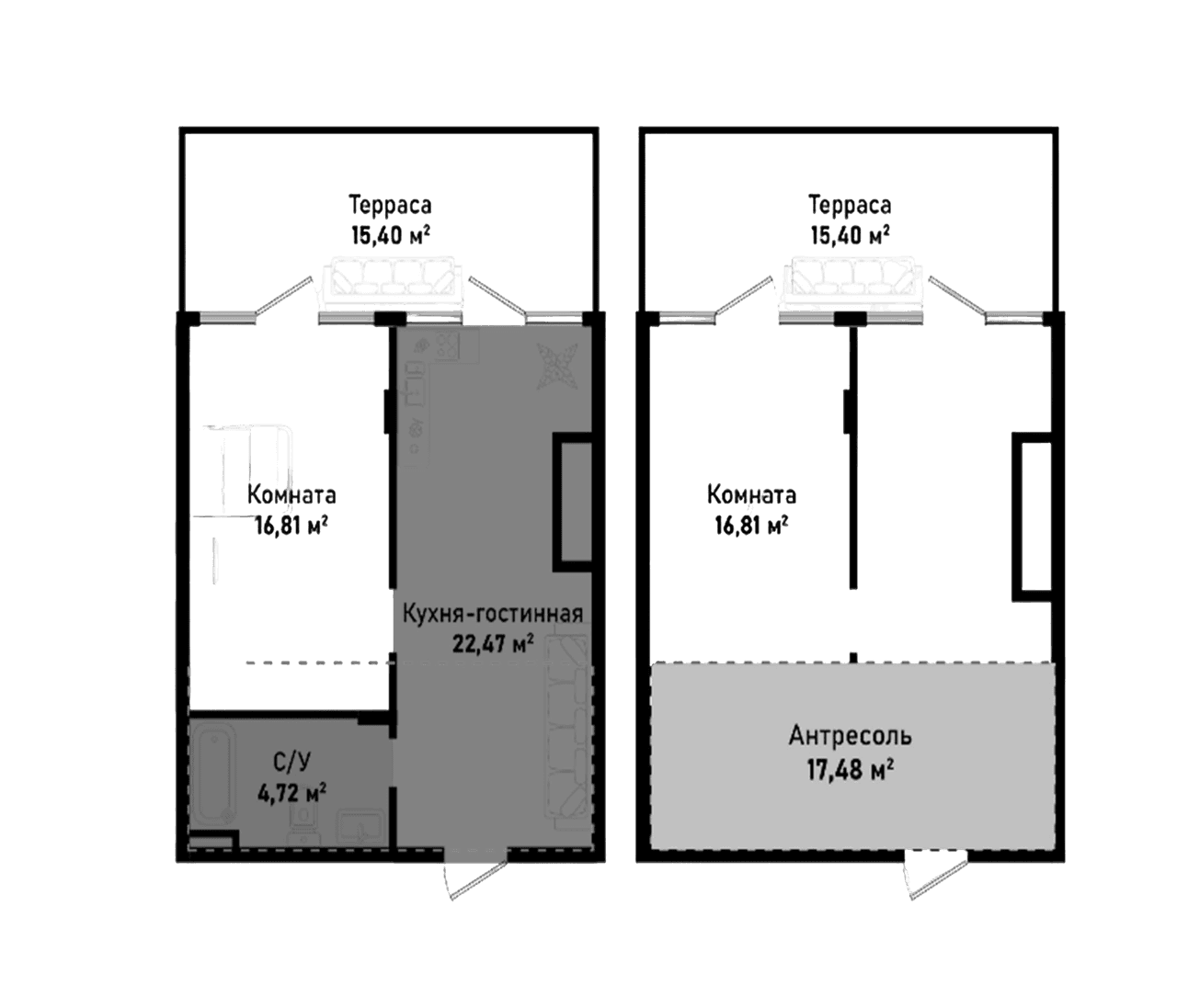 2-комн., 61.49 м²