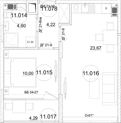 2-комн., 42.65 м²