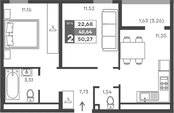 2-комн., 47.01 м²