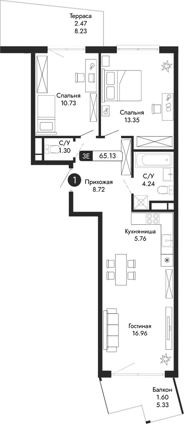 3-комн., 61.06 м²