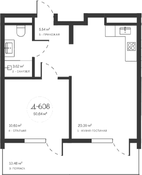 2-комн., 40.16 м²