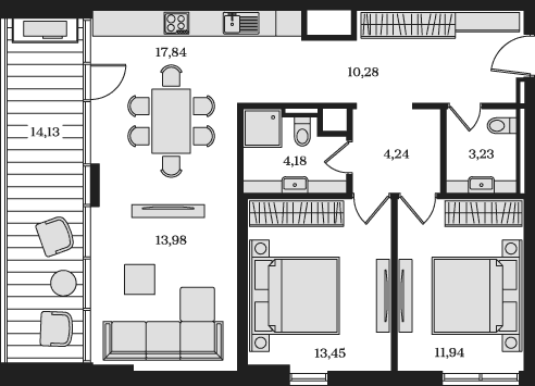 3-комн., 79.15 м²