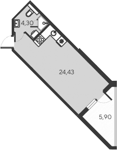Студия, 28.73 м²