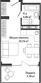 Студия, 27.2 м²