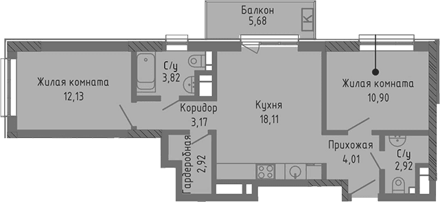 3-комн., 57.98 м²