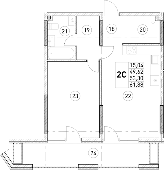 1-комн., 49.62 м²