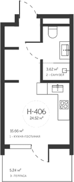 Студия, 19.28 м²