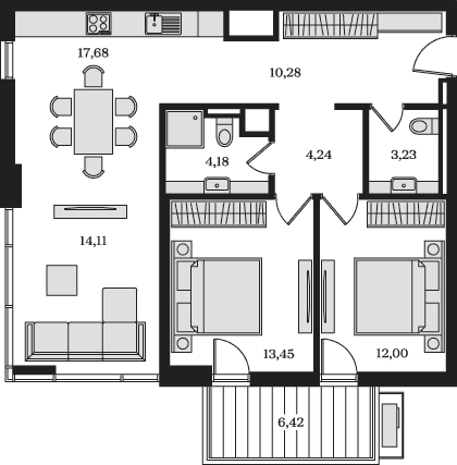 3-комн., 79.17 м²