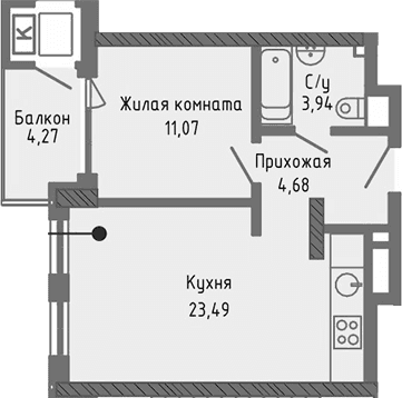 2-комн., 43.18 м²