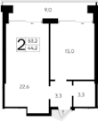 1-комн., 44.2 м²