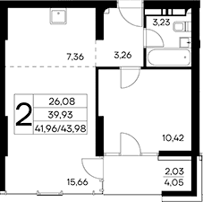 1-комн., 41.95 м²