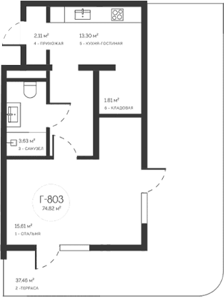 2-комн., 37.36 м²