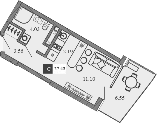 Студия, 20.88 м²