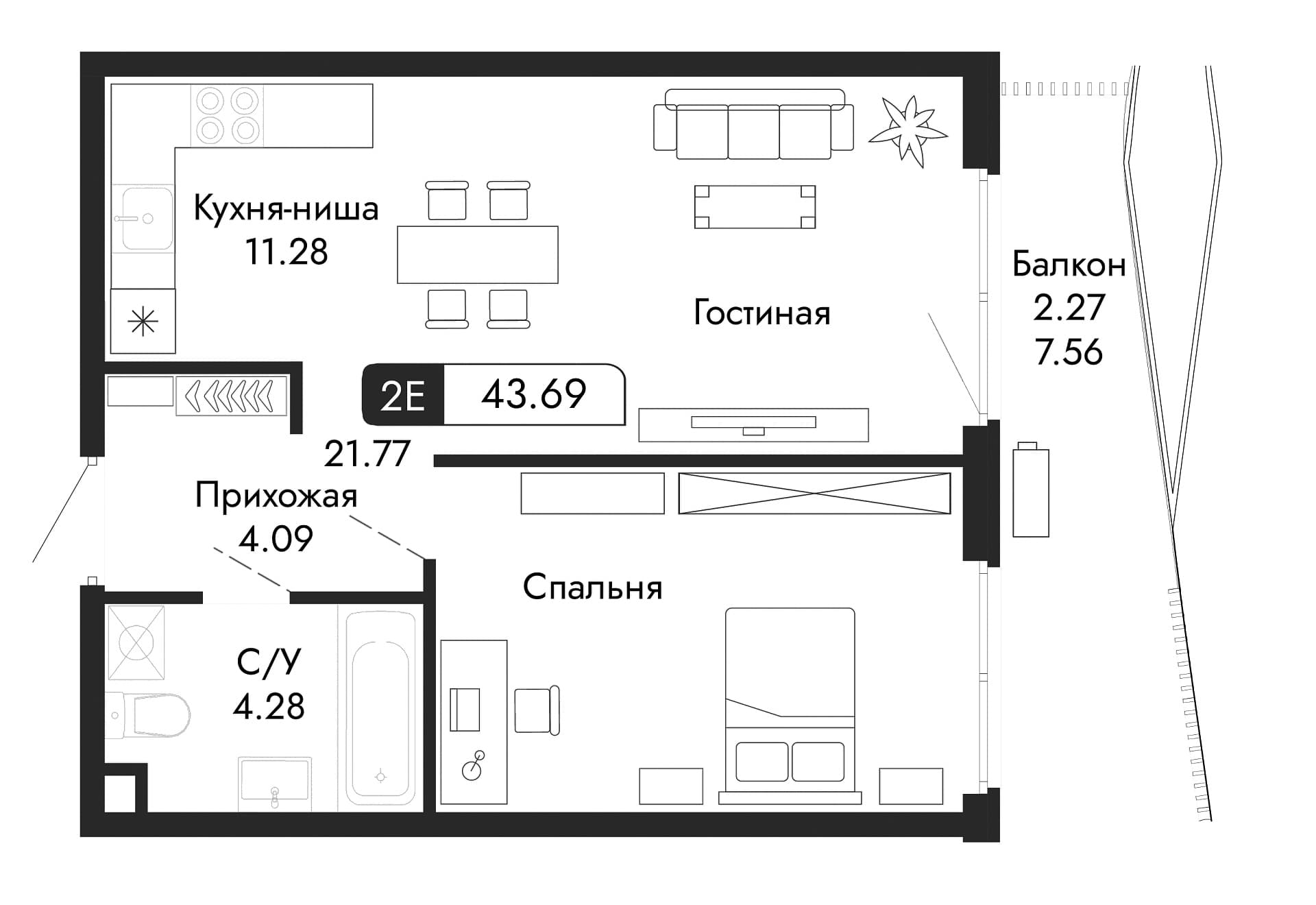 Своб. план., 41.42 м²