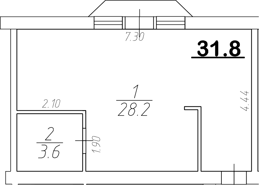 Студия, 31.8 м²