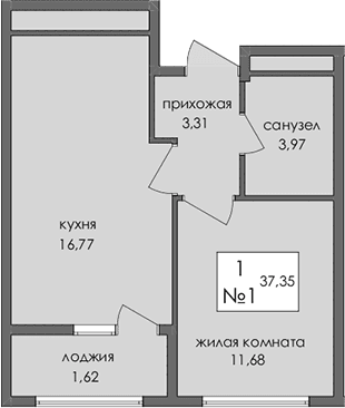 1-комн., 35.87 м²