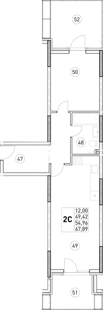 1-комн., 49.42 м²