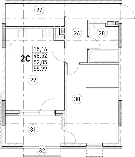 2-комн., 48.52 м²