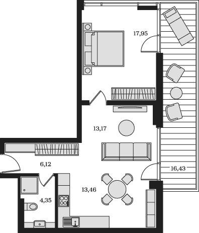 2-комн., 55.05 м²