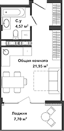 Студия, 26.52 м²