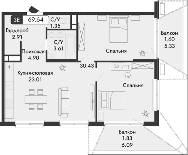 Своб. план., 66.21 м²