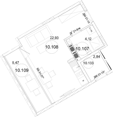 Студия, 27.14 м²