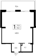 Студия, 56.1 м²