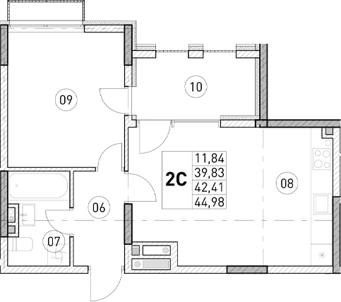1-комн., 39.83 м²