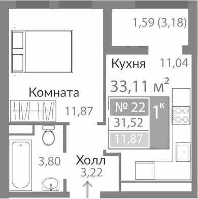 1-комн., 29.93 м²