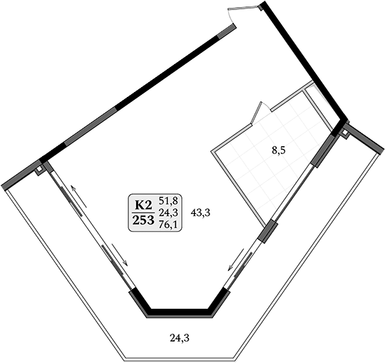 1-комн., 51.8 м²