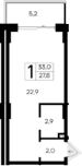 Студия, 27.8 м²