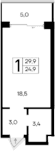 Студия, 24.9 м²