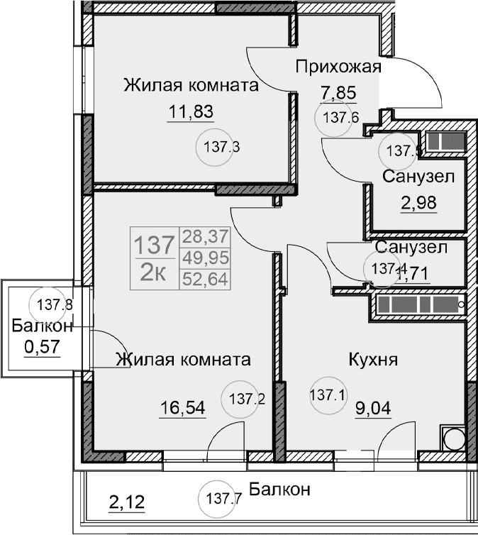 2-комн., 49.95 м²