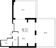 Студия, 46 м²