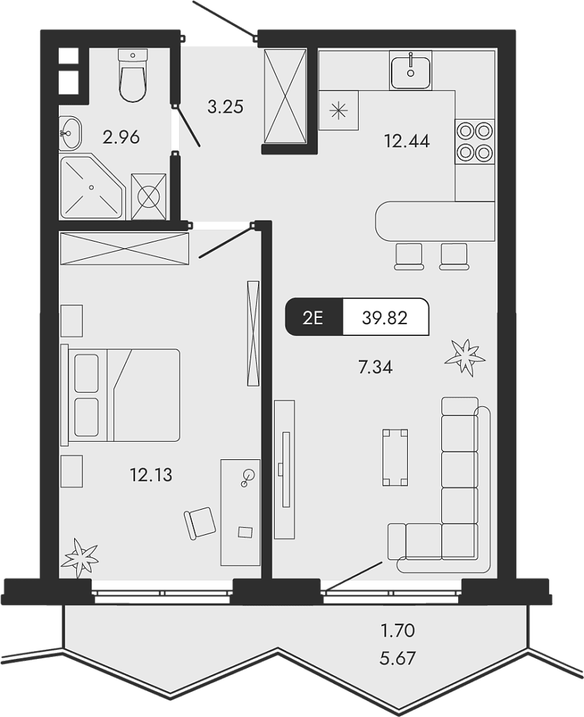 2-комн., 38.12 м²
