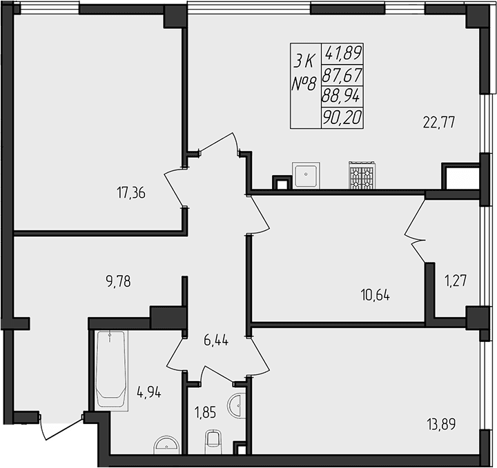 4-комн., 87.67 м²