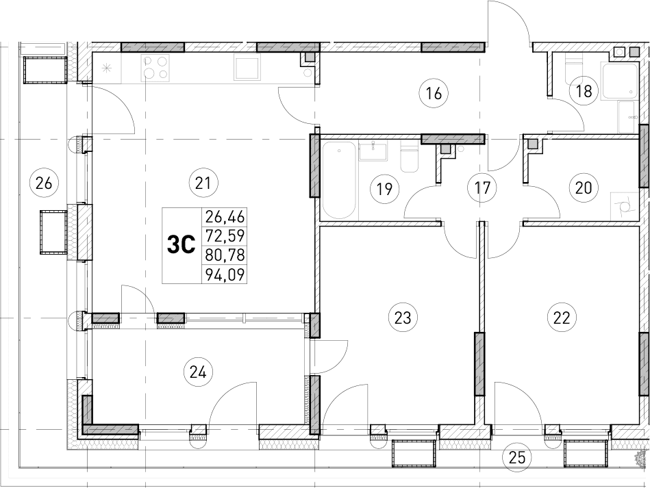 2-комн., 72.59 м²