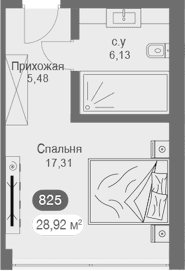 Студия, 27.66 м²