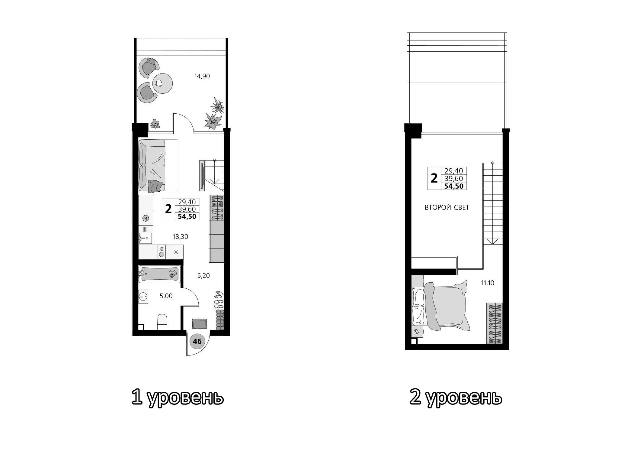 2-комн., 39.6 м²