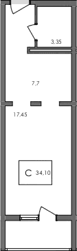 Студия, 30.7 м²