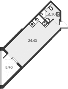 Студия, 28.73 м²