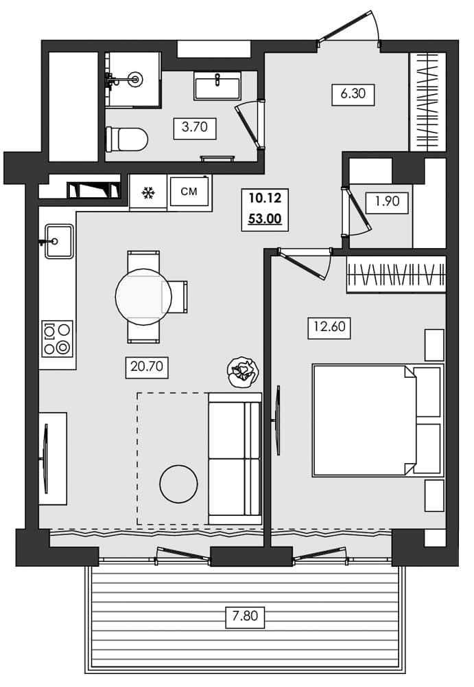 1-комн., 45.2 м²