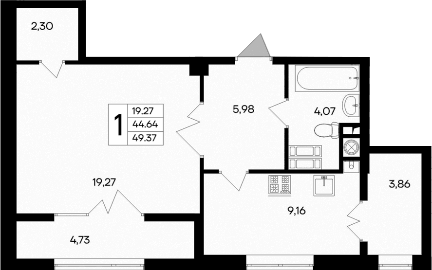 1-комн., 44.64 м²