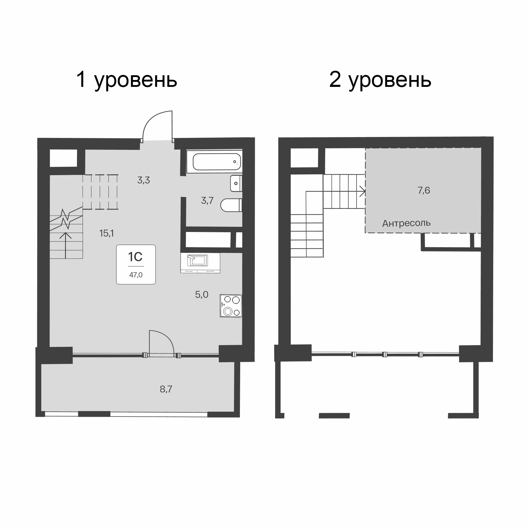 Студия, 38.3 м²