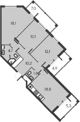 4-комн., 76.8 м²