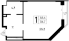 Студия, 36.7 м²
