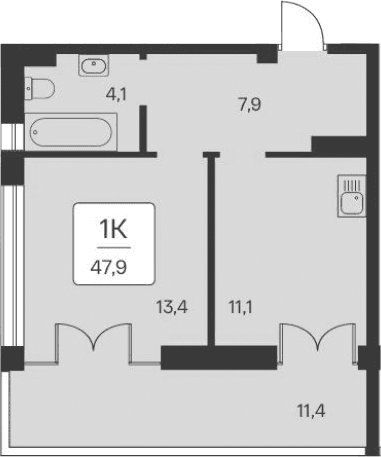 1-комн., 36.5 м²